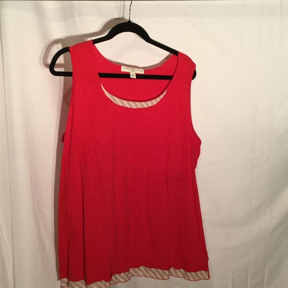 Tommy Hilfiger red cotton tank w/accents 2x NWOT